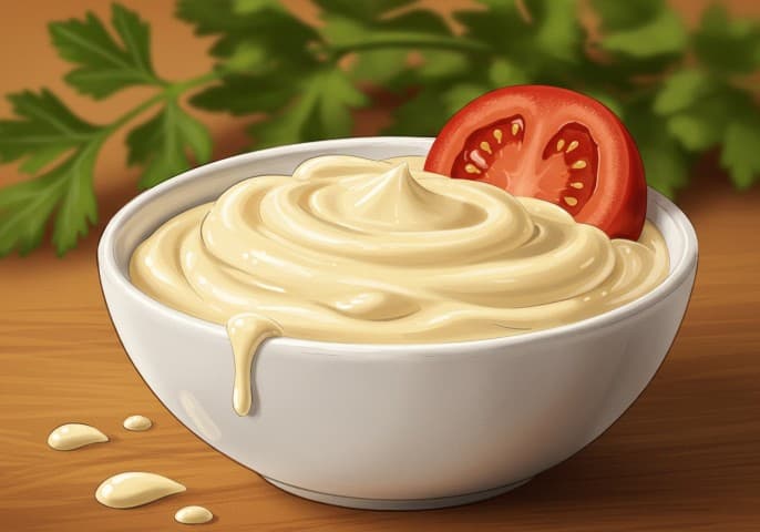 Pot de mayonnaise de qualité supérieure, prêt à être utilisé.