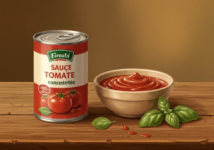 Pot de sauce tomate concentrée de couleur rouge vif, prêt à être utilisé pour vos recettes.