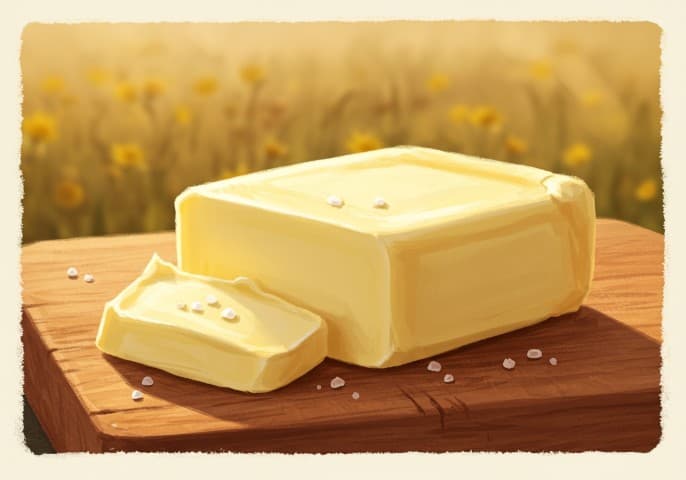 Pot de beurre doux crémeux et frais, prêt à être dégusté.