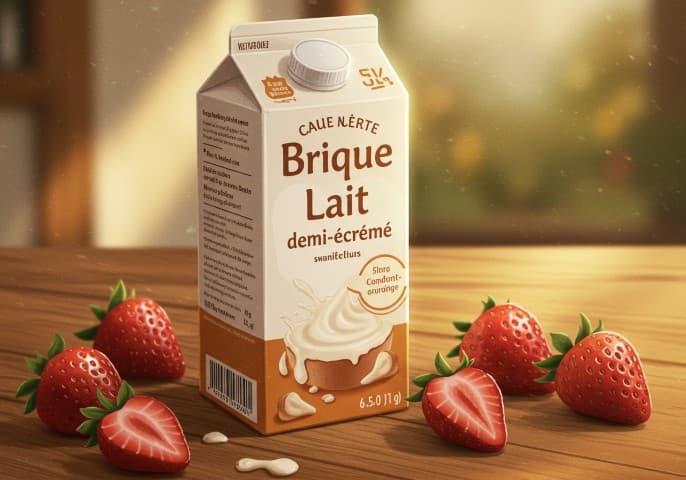 Brique de lait demi-écrémé de notre épicerie, prête à être dégustée.