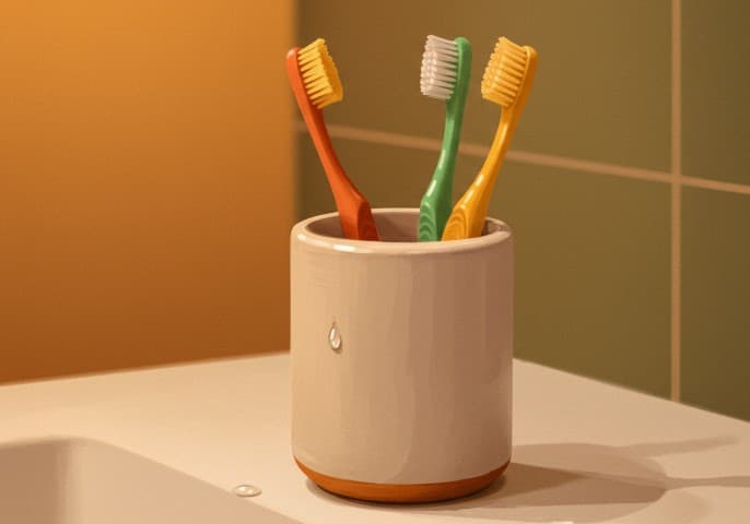 Image de plusieurs brosses à dents disposées sur un fond clair.