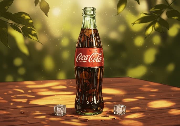 Bouteille de Coca-Cola sur fond blanc.