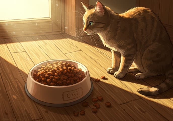 Image de croquettes pour chat de haute qualité, présentées dans un bol.