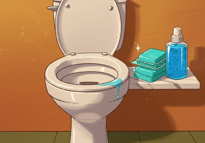 Image d'un assortiment de détergents WC, en bloc et en gel, présentés sur un fond clair.