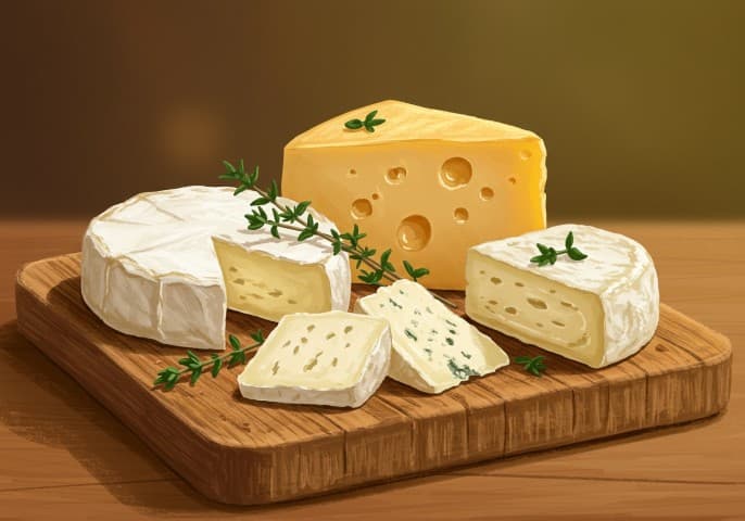 Photo d'un fromage Tomme de montagne affiné, présenté à la coupe, sur un plateau en bois.