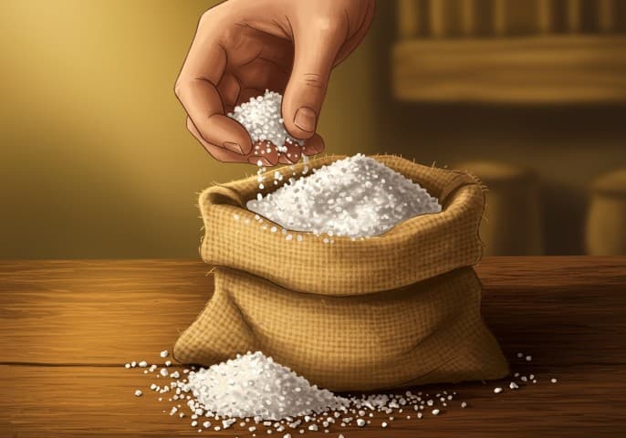 Un paquet de gros sel de 1kg, présenté sur un fond clair et épuré.