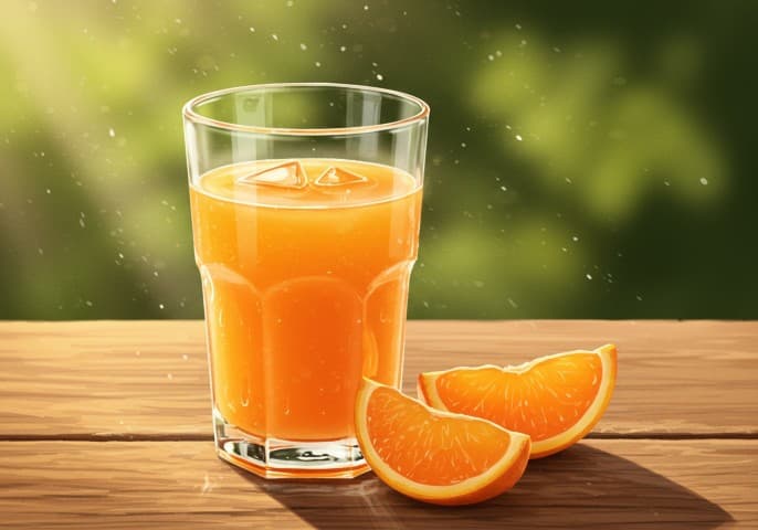 Bouteille de jus d'orange frais et naturel, prête à être dégustée.