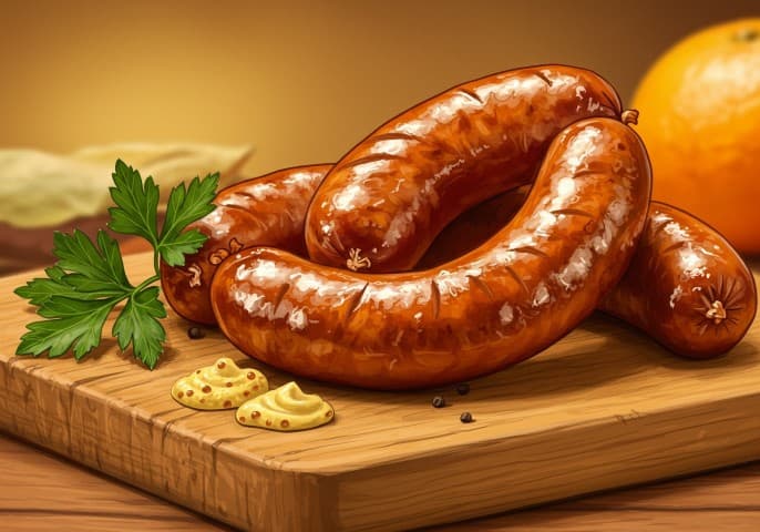 Photo de Knackis (saucisses de Strasbourg) disposés sur un fond clair.