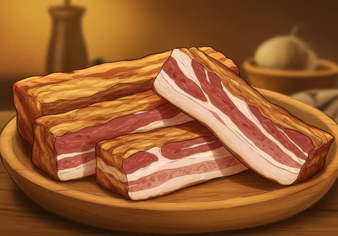 Image de lardons nature, présentés sur un fond clair et élégant.