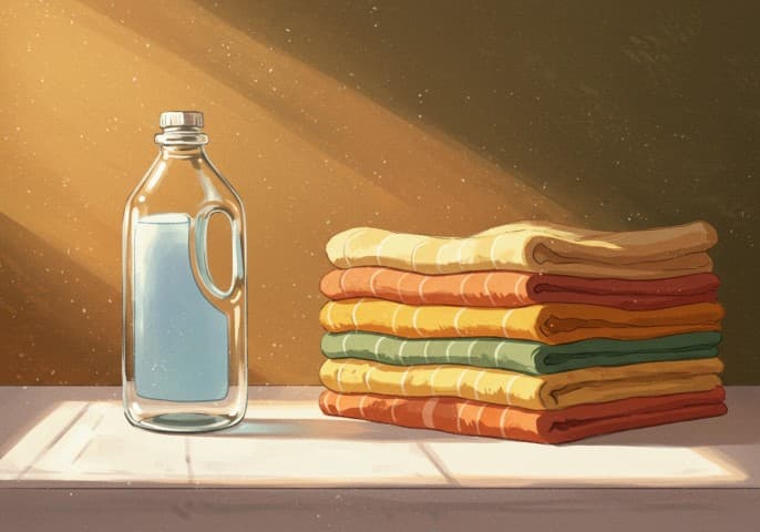 Bouteille de liquide lessive pour lave-linge, prête à l'emploi.