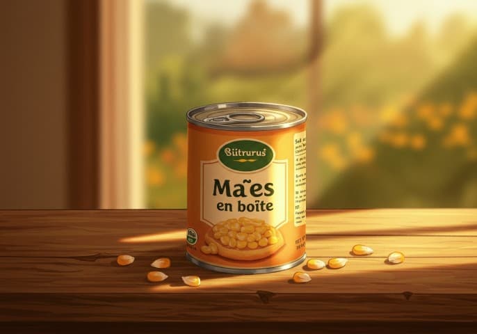 Image d'une boîte de maïs doux, prête à être utilisée.