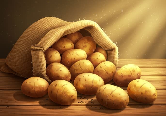 Photo de pommes de terre fraîches et fermes, prêtes à être cuisinées.