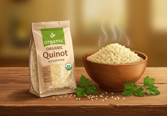 Sachet de Quinoa bio prêt à cuire au micro-ondes. Produit de qualité supérieure de notre épicerie.