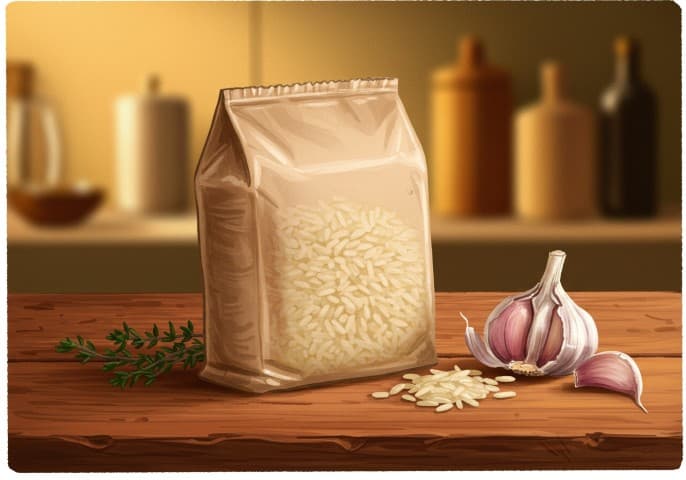 Sachet de riz long grain prêt à cuire, idéal pour un repas rapide et sain.