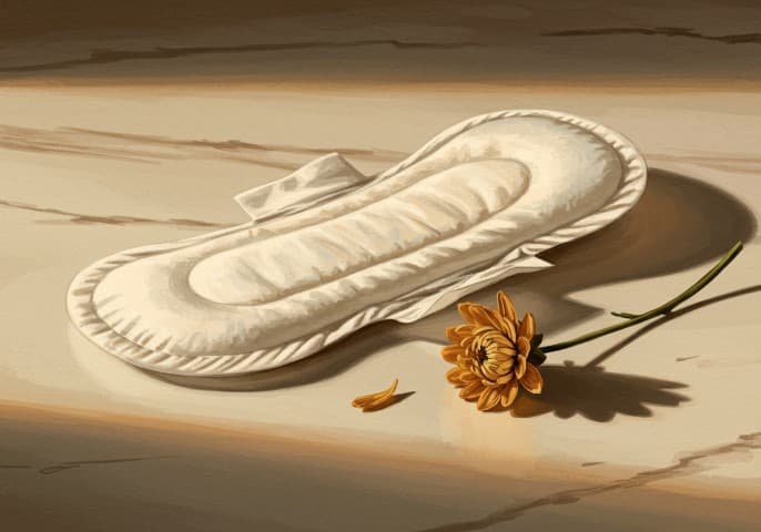 Paquet de serviettes hygiéniques disposées sur un fond clair.