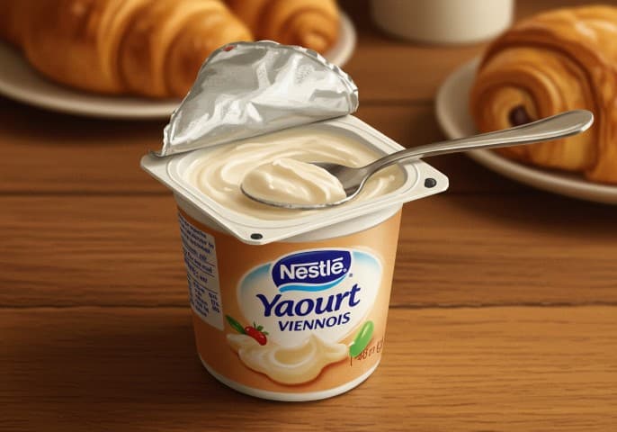 Pot de Yaourt Viennois Nestlé, texture onctueuse et crémeuse.